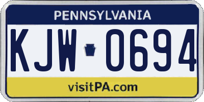 PA license plate KJW0694