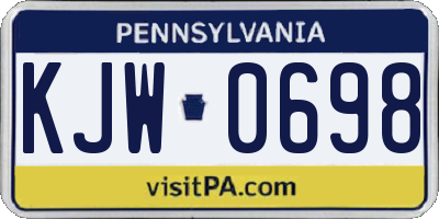 PA license plate KJW0698