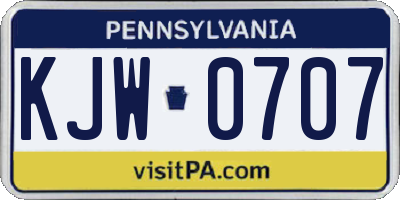 PA license plate KJW0707