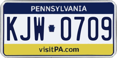 PA license plate KJW0709