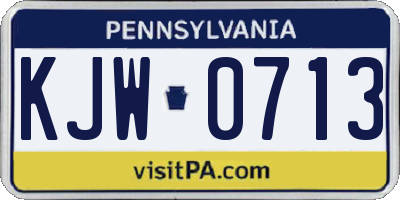 PA license plate KJW0713