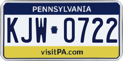 PA license plate KJW0722