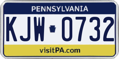 PA license plate KJW0732