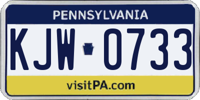 PA license plate KJW0733