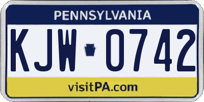 PA license plate KJW0742