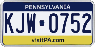 PA license plate KJW0752