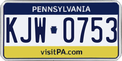 PA license plate KJW0753