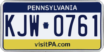 PA license plate KJW0761