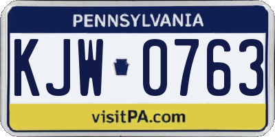 PA license plate KJW0763
