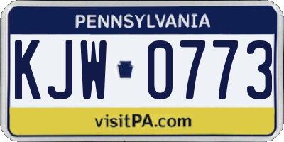 PA license plate KJW0773