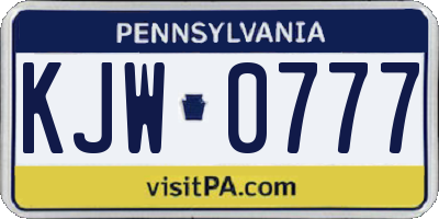 PA license plate KJW0777