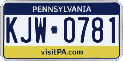 PA license plate KJW0781
