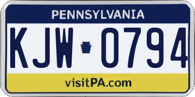 PA license plate KJW0794
