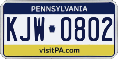 PA license plate KJW0802