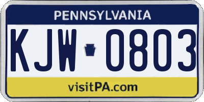 PA license plate KJW0803