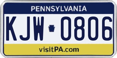 PA license plate KJW0806