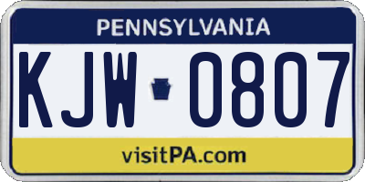PA license plate KJW0807
