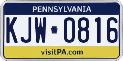 PA license plate KJW0816