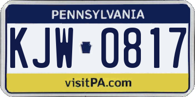 PA license plate KJW0817
