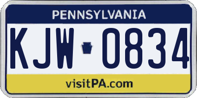 PA license plate KJW0834