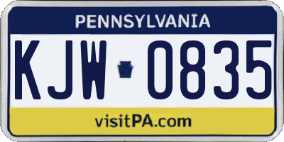 PA license plate KJW0835