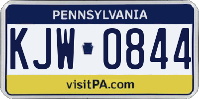 PA license plate KJW0844