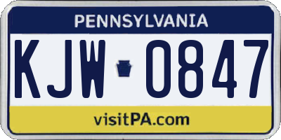 PA license plate KJW0847