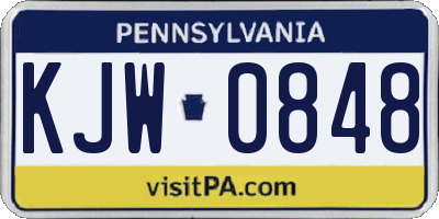 PA license plate KJW0848