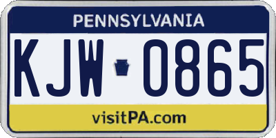 PA license plate KJW0865
