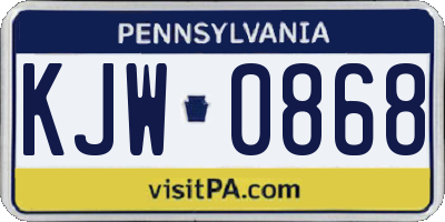 PA license plate KJW0868