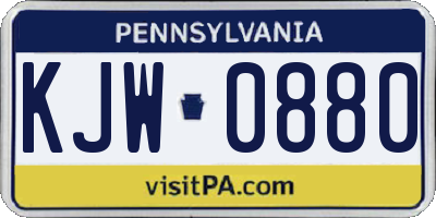 PA license plate KJW0880