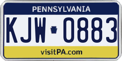 PA license plate KJW0883