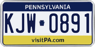 PA license plate KJW0891
