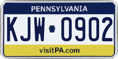 PA license plate KJW0902