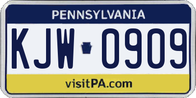 PA license plate KJW0909
