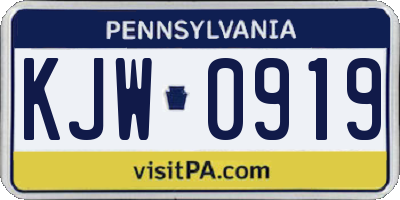 PA license plate KJW0919