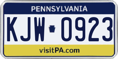 PA license plate KJW0923