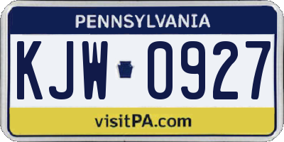 PA license plate KJW0927