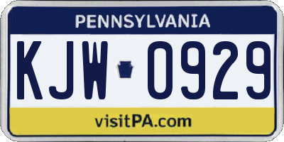 PA license plate KJW0929