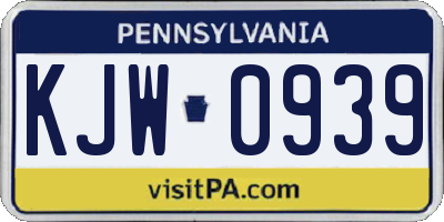 PA license plate KJW0939