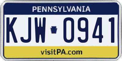 PA license plate KJW0941