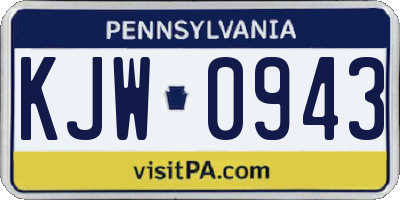 PA license plate KJW0943