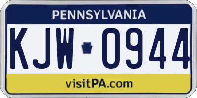 PA license plate KJW0944