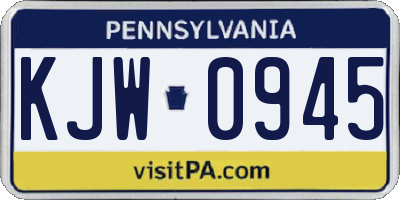 PA license plate KJW0945