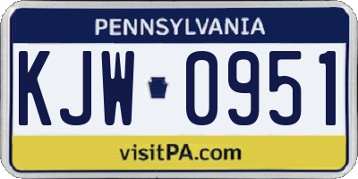 PA license plate KJW0951