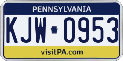 PA license plate KJW0953