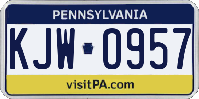 PA license plate KJW0957