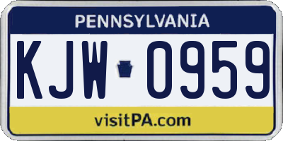 PA license plate KJW0959