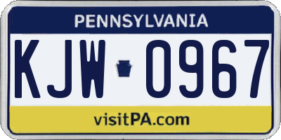 PA license plate KJW0967