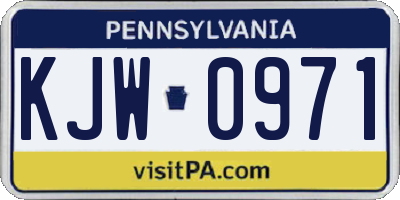 PA license plate KJW0971
